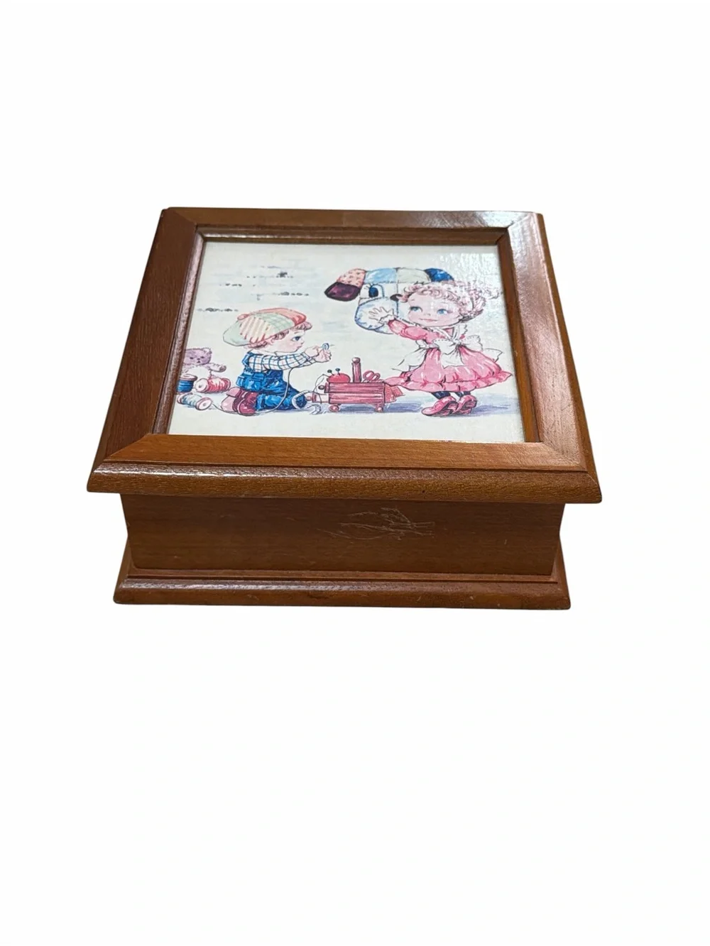Vintage Interpur Wooden Jewelry Box Taiwan Keepsake Box Farmhouse Cottage Decor